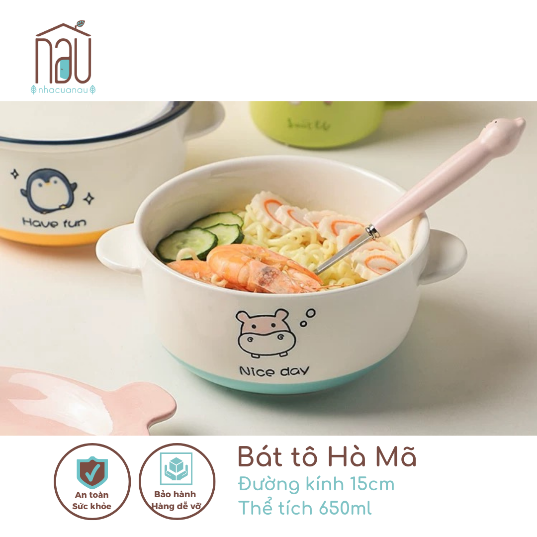 Bát TÔ sứ HAPINS mèo có nắp tiện lợi, có thể làm quà sinh nhật tặng người yêu mèo dùng an toàn cho lò nướng, vi sóng