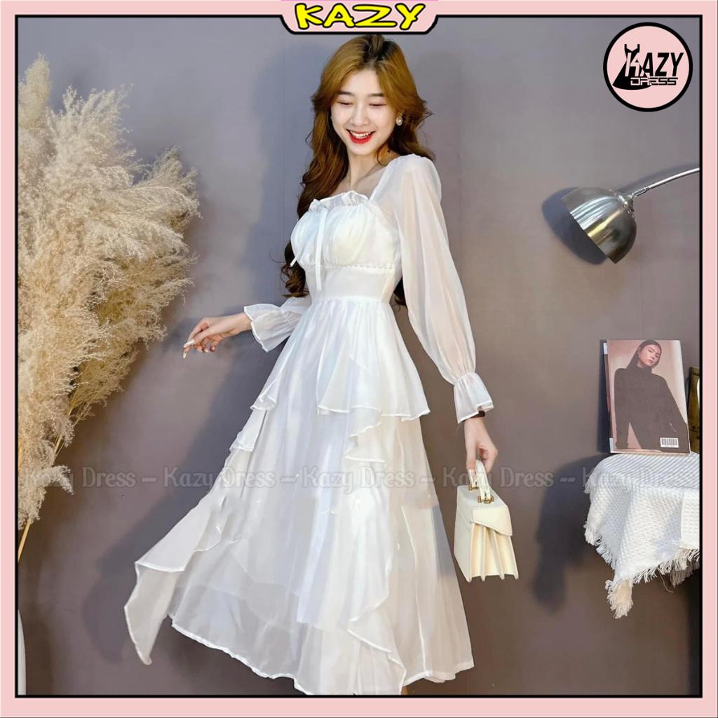 Váy tơ bèo ngọc 2 lớp phong cách tiểu thư siêu sang chảnh KAZY DRESS V052