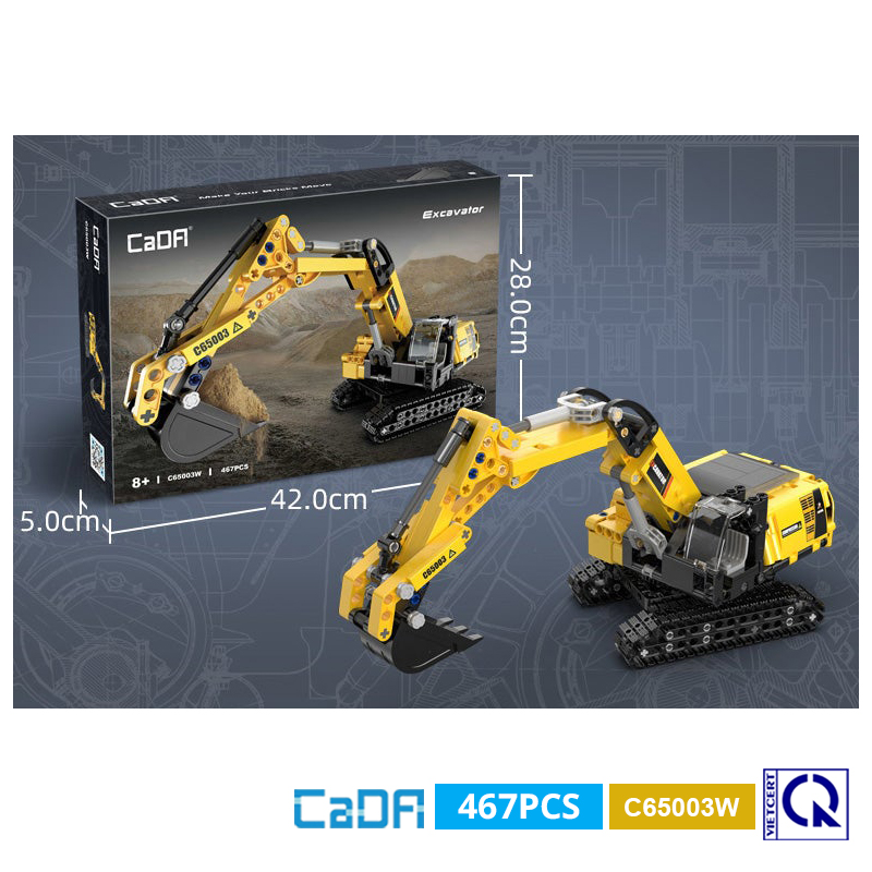 Đồ chơi lắp ráp, xếp hình mô hình tĩnh Máy xúc Excavator - CADA C65003W