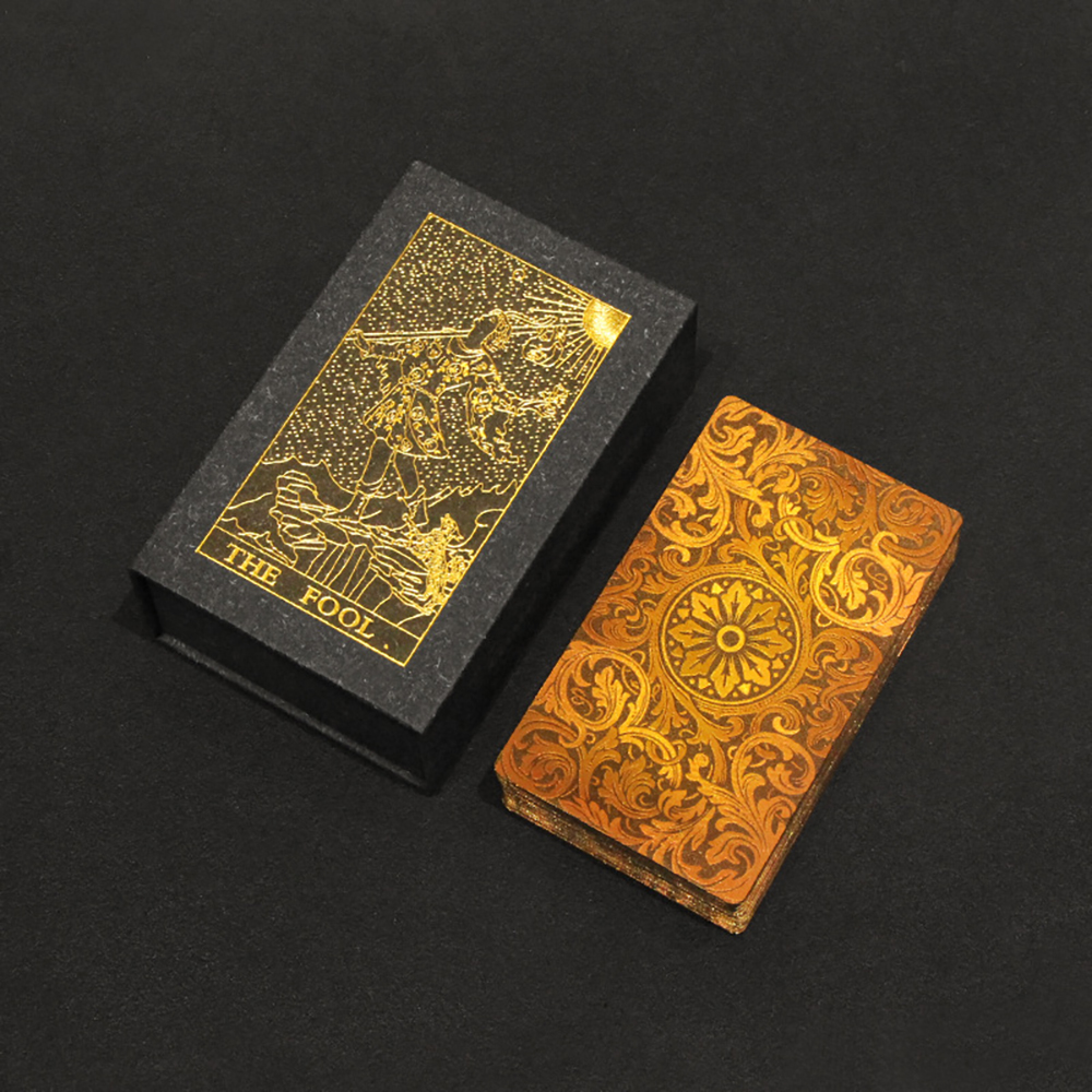 Bộ Bài Tarot Gold Foil Cao Cấp Waite Borderless Chất Liệu PVC Chống Nước The Fool Hộp Cứng