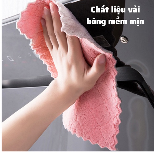 Khăn Lau Bếp 2 Mặt Đa Năng Dày Dặn Siêu Thấm - Lau Bát Đĩa, Bàn Ghế Cỡ Lơn 25cm x 25cm