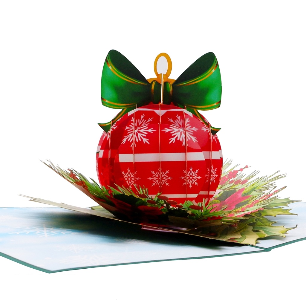 X52 - THIỆP NOEL 3D QUẢ CHÂU ĐỎ – CHRISTMAS ORNAMENT SANG TRỌNG