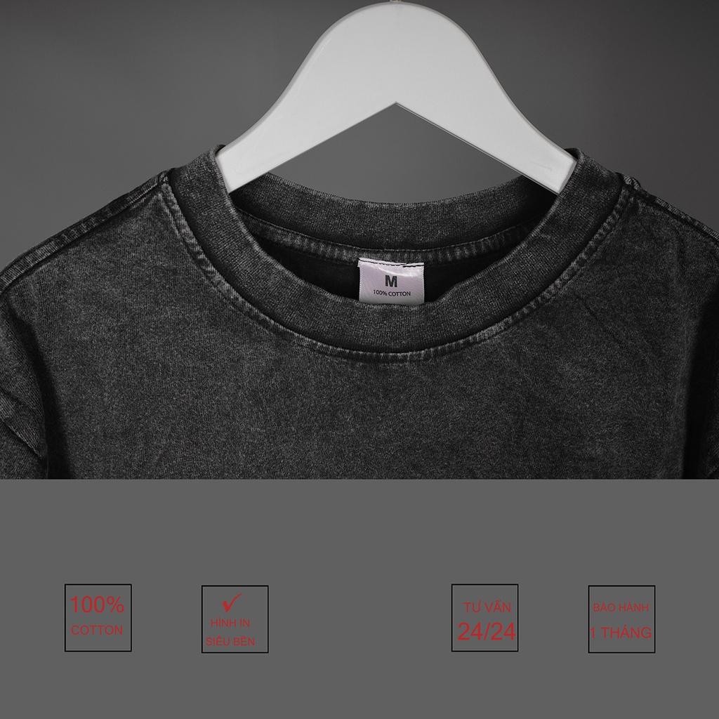 Áo thun loang đen nam nữ tay lỡ chất liệu cotton 100% cao cấp phối dáng unisex