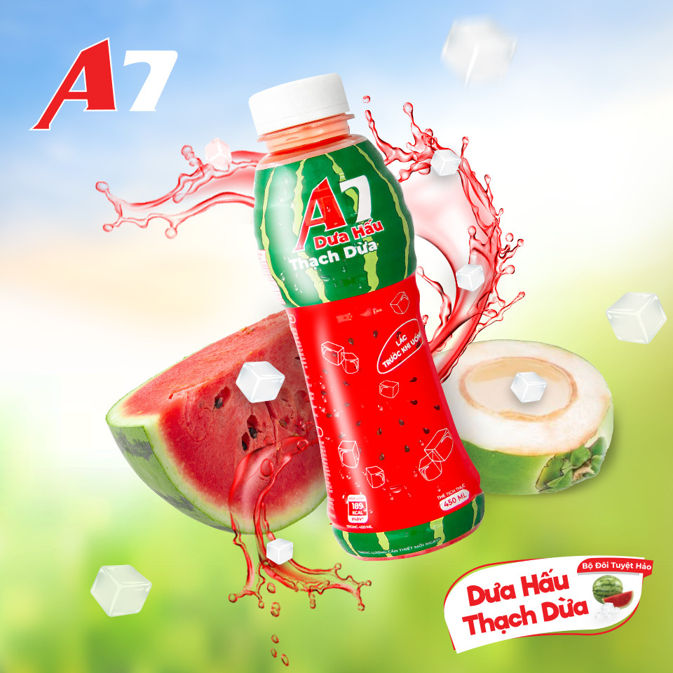 Nước Dưa Hấu Thạch Dừa A7 Chai 450ml - Thùng 24 Chai