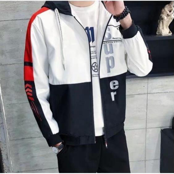 Áo khoác dù in SUPER unisex dành cho nam nữ, jacket form rộng có 3 màu unisex ulzzang