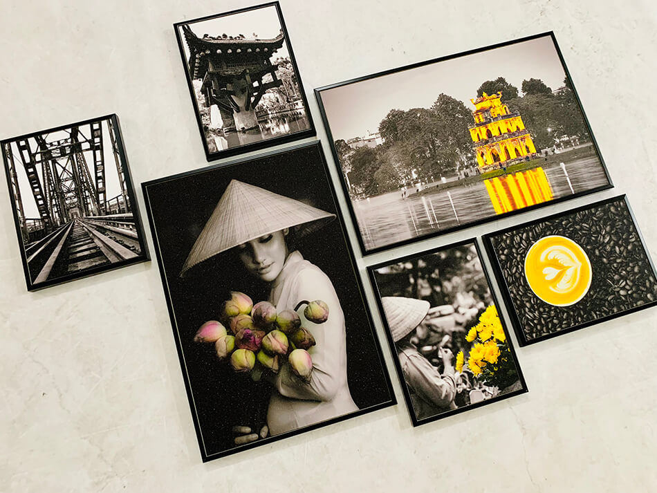 Tranh canvas -Tranh treo tường phòng khách- tranh treo tường phòng làm việc -tranh treo tường phòng họp - tranh treo tường khách sạn - bộ 6 tranh treo tường Hà Nội -Tặng kèm đinh 3 chân