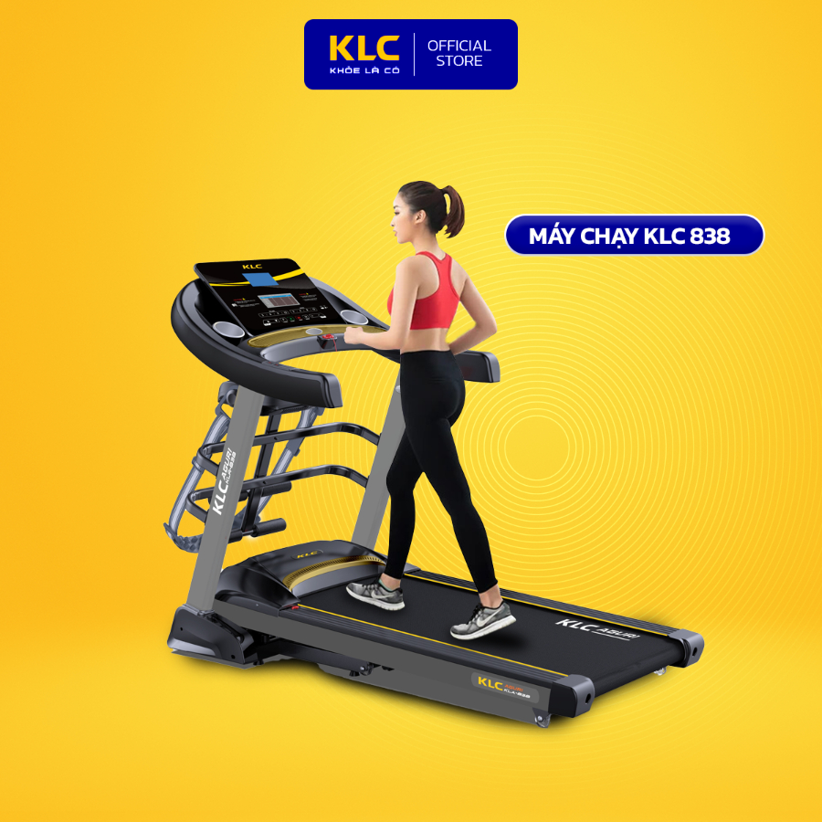 Máy chạy bộ tại nhà KLC Aguri KLA 838 giúp tăng cơ giảm mỡ, tích hợp đai massage, thanh gập bụng và loa HIFI, có thể gấp gọn.
