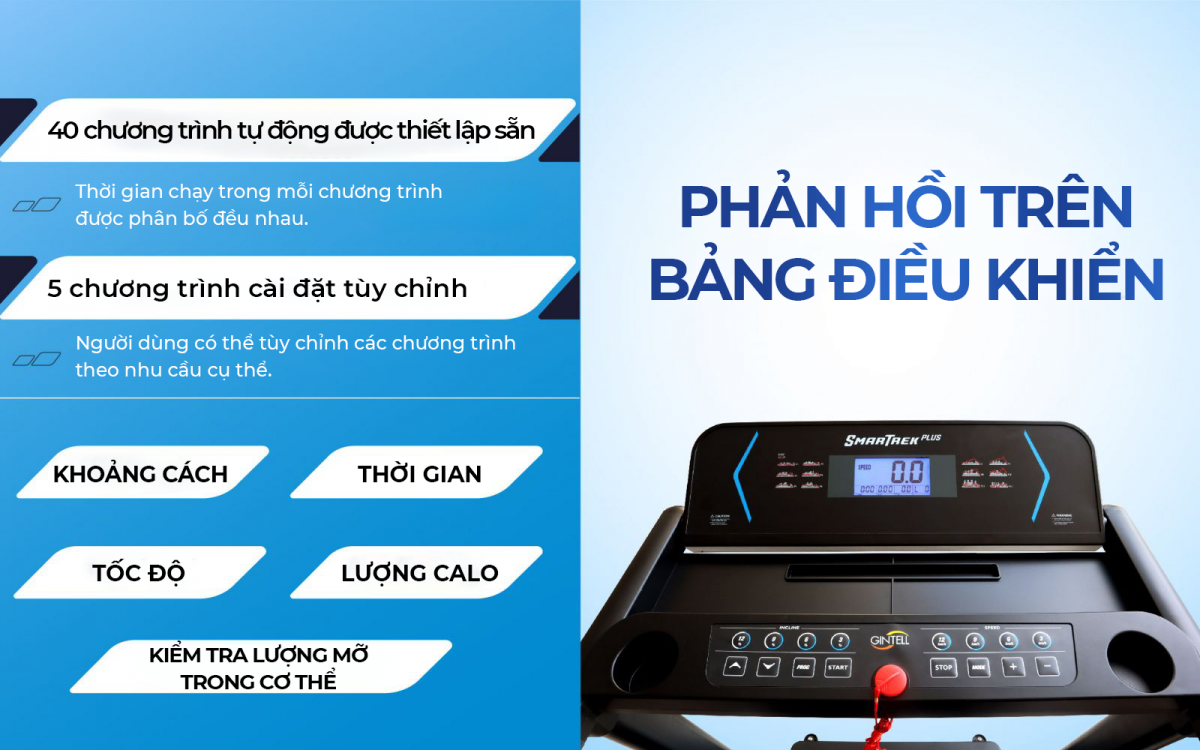 Máy chạy bộ GINTELL SmarTrek Plus | Nâng dốc | Gấp gọn