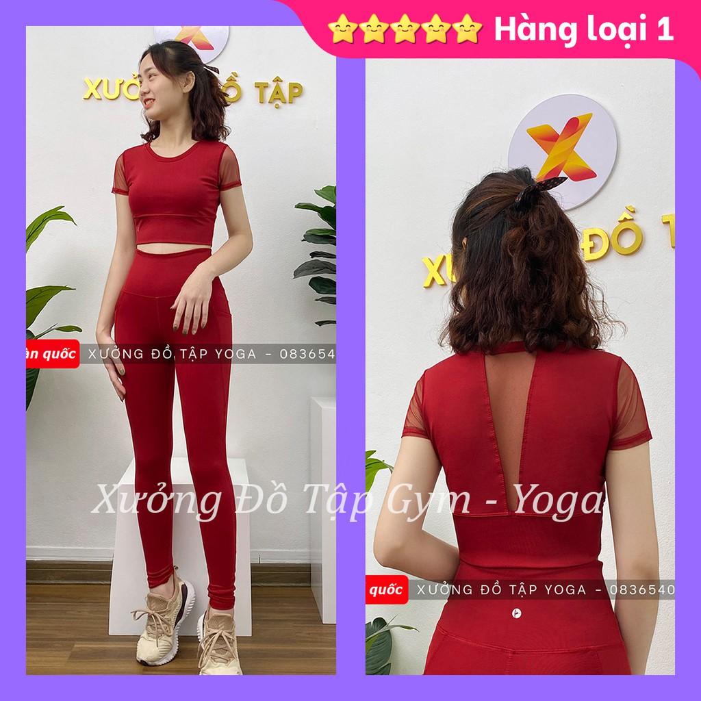 ️️ 100% ẢNH THẬT ️️ SET TẬP Yoga, Gym, Aerobic - Bộ tập yoga cộc tay phối lưới ️ ️