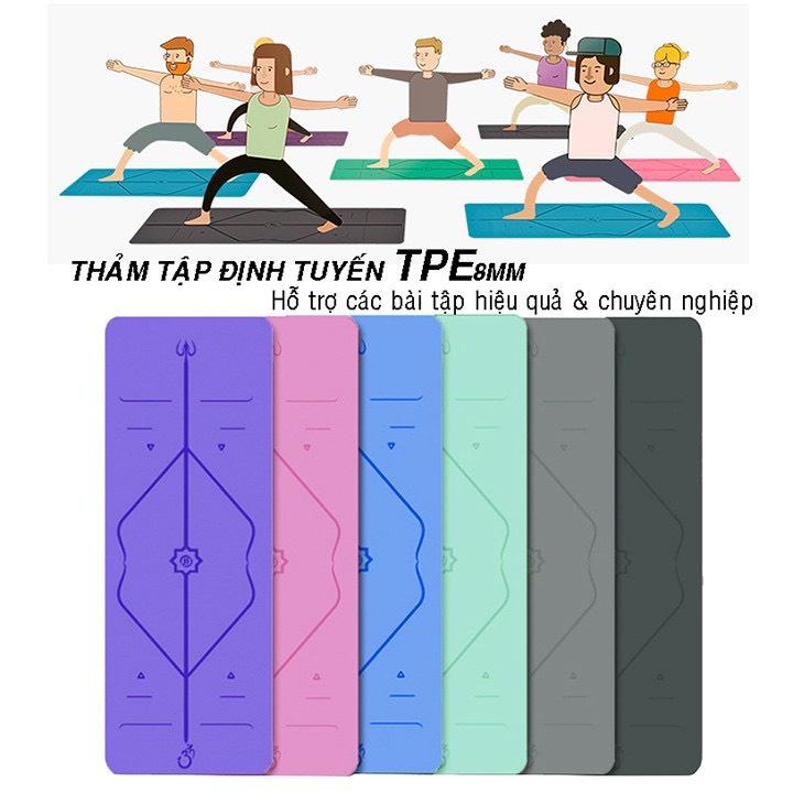 THẢM TẬP YOGA ĐỊNH TUYẾN 8mm TPE CAO CẤP, Thảm 10mm