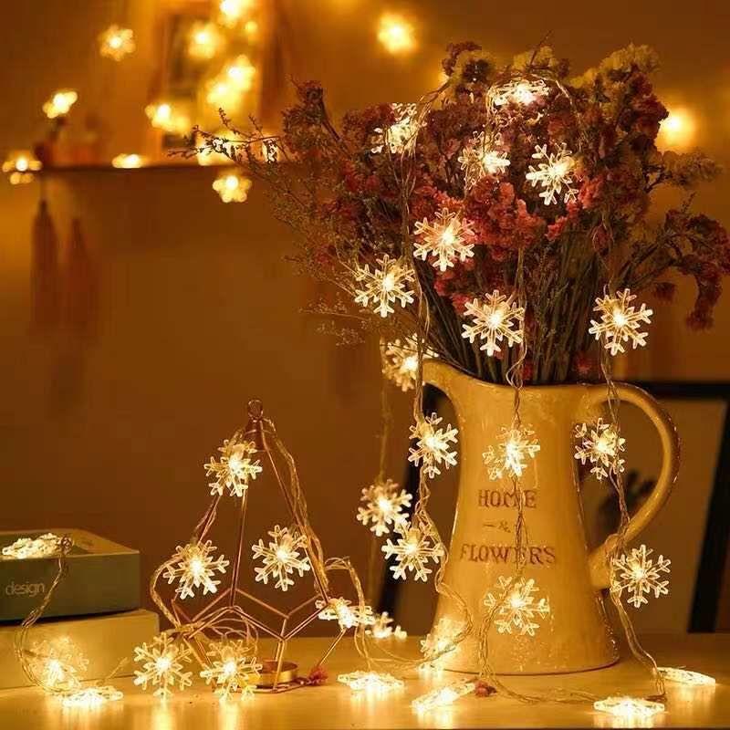 Đèn trang trí Đèn led trang trí phòng ngủ Bông Tuyết 2 chế độ nhấp nháy màu vàng ấm xinh xắn