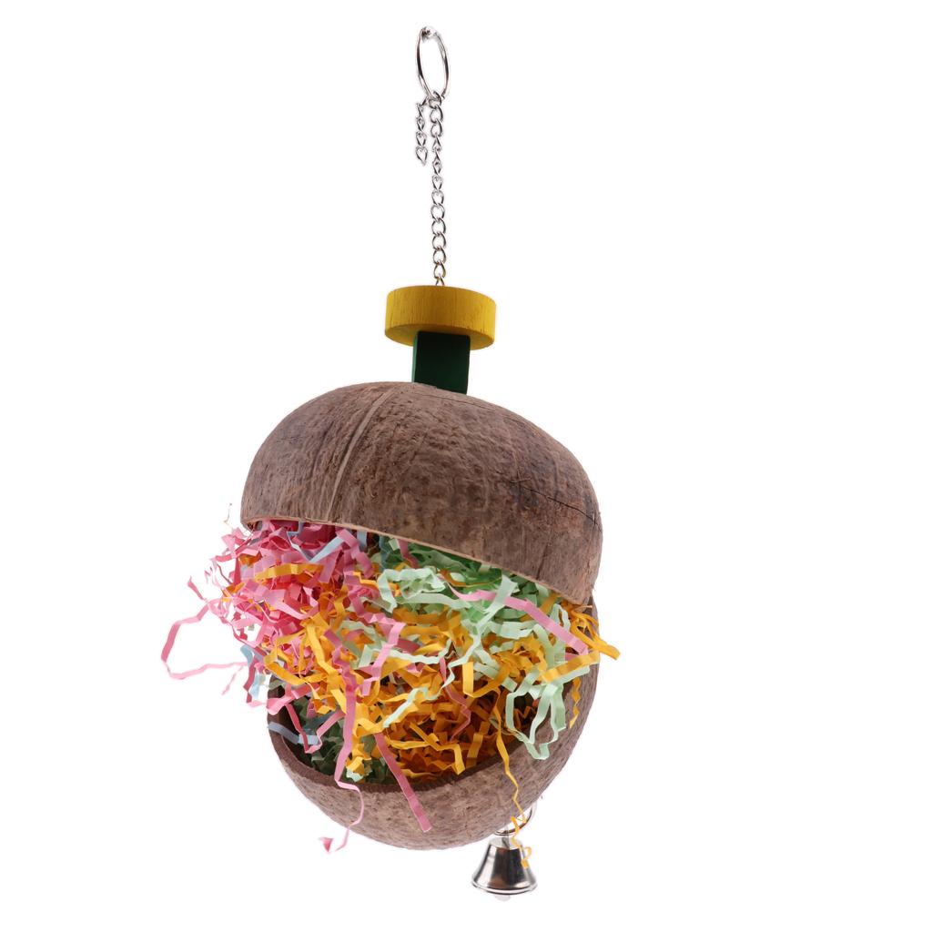 Parrot Bird Cage Chew Play Toy Coconut Hanging Swing For Parakeet Cockatiel