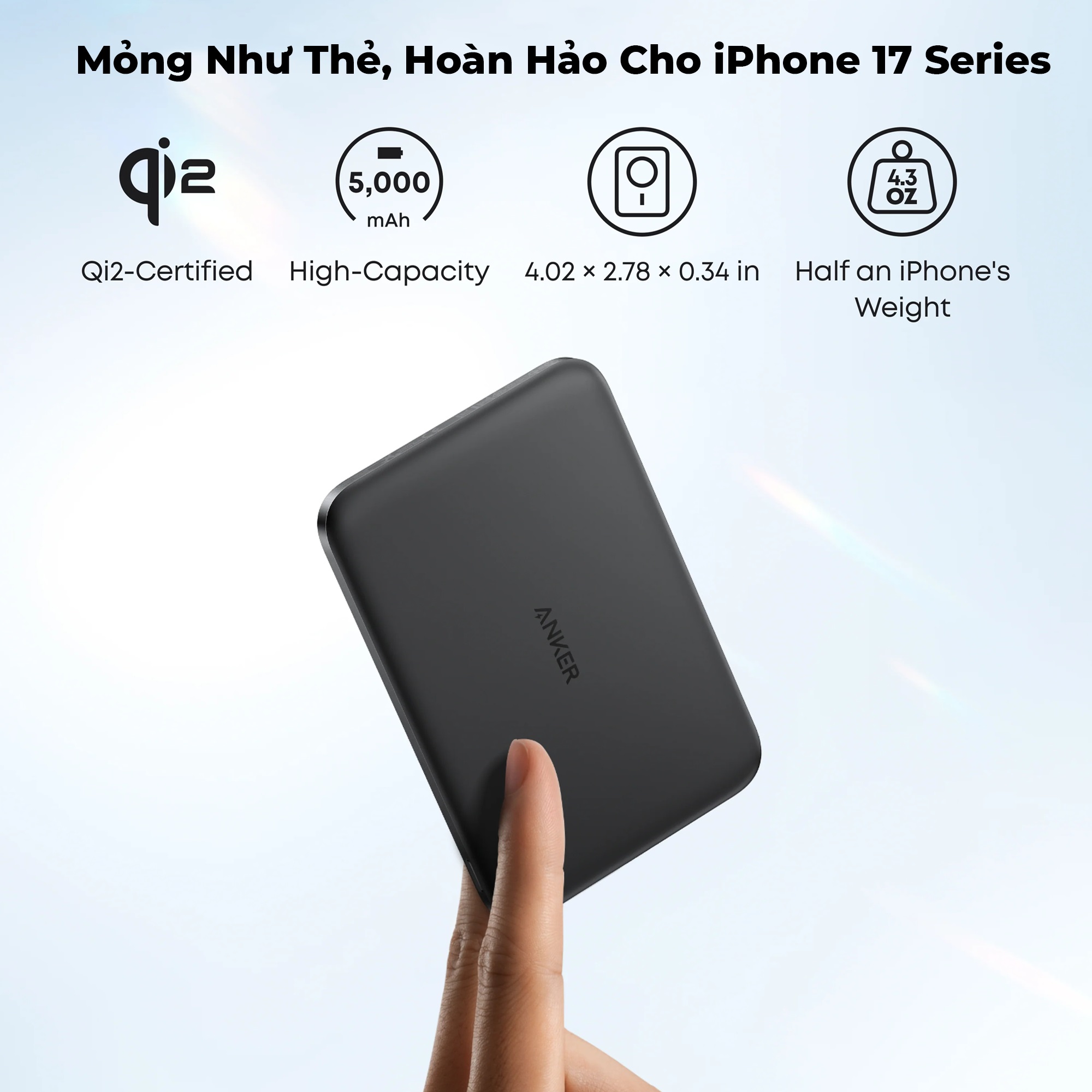 Pin Sạc Dự Phòng Anker Nano 5000mAh A1665 MagGo Slim (Qi2 15W, Siêu Mỏng) - GiaPhucStore | Hàng Chính Hãng