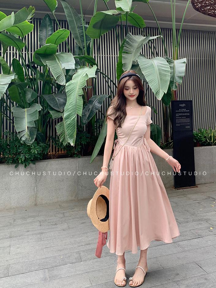 TOBE1SHOP Mùa xuân màu hồng Pháp ăn mặc nữ 2023 khí chất hiển thị gầy váy dài cao cấp Hepburn phong cách váy