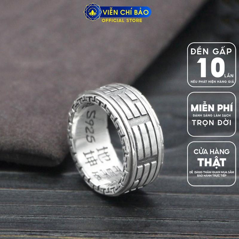 Nnẫn bạc nam Thái Cực Đồ Thuyết bát quái xoay chất liệu bạc Thái 925 thương hiệu Viễn Chí Bảo N100699