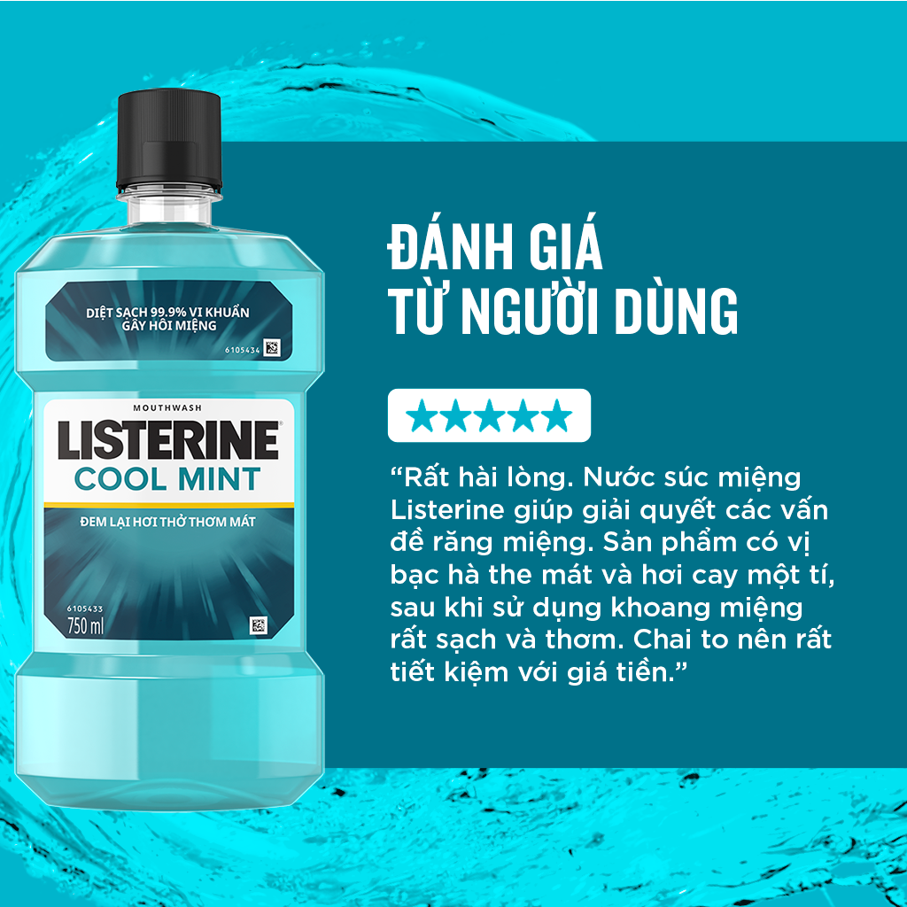 Bộ Đôi Nước Súc Miệng Hương Bạc Hà Listerine Cool Mint (750ml/ Chai) - 8850007800071