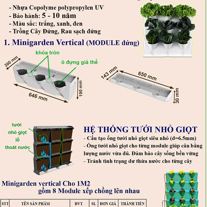 CHẬU MODULE TRỒNG RAU BAN CÔNG NHẬP KHẨU BỒ ĐÀO NHA