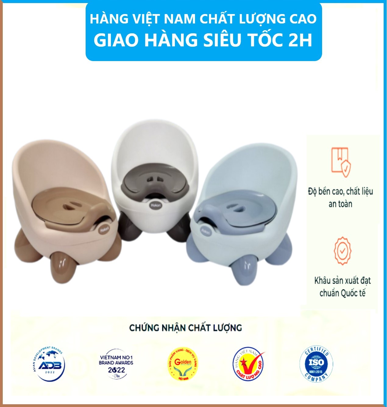 Bô vệ sinh trẻ em Hokori cho bé từ 6 tháng đến 5 tuổi chống trơn trượt có chỗ dựa - Bô vệ sinh sản xuất theo tiêu chuẩn Nhật Bản , EU đảm bảo an toàn cho bé- Hàng Việt Nam