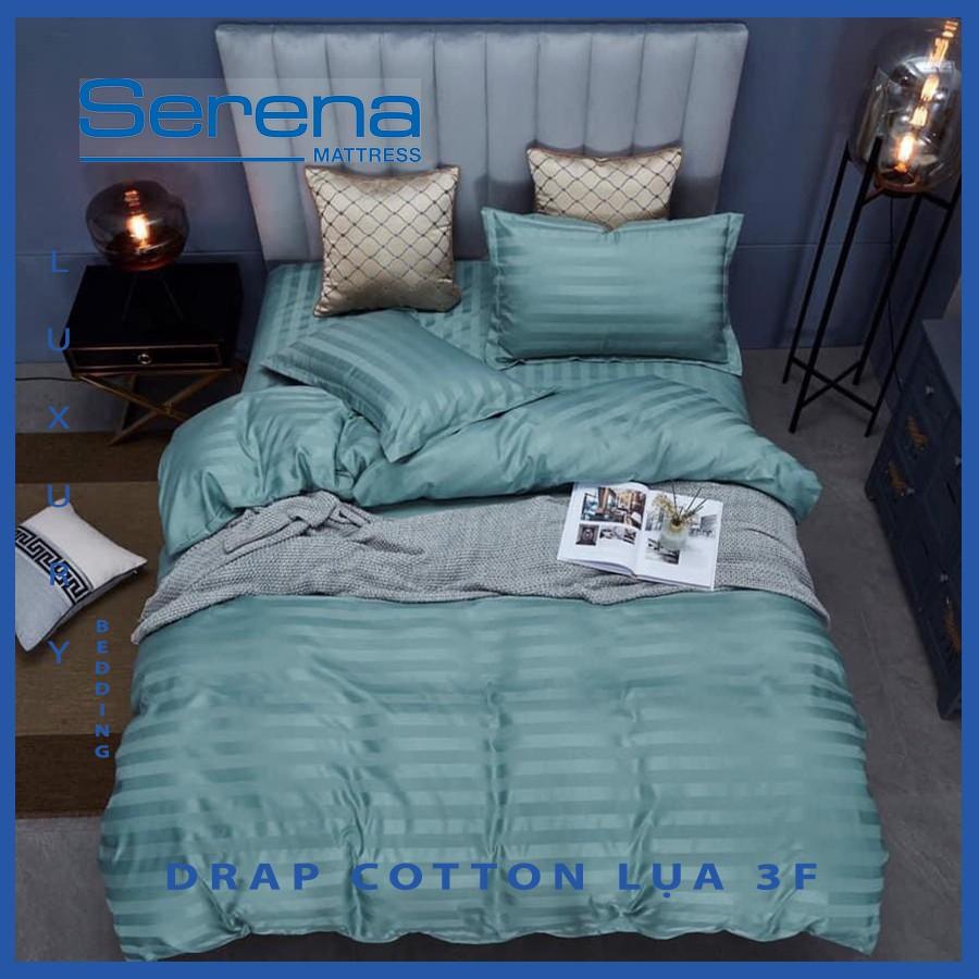 Bộ Chăn Ga Gối Cotton Lụa 5 Món Cao Cấp SERENA Bộ Drap Lụa 3F Mát Chăn Mùa Hè Đẹp - Hệ Thống Nệm