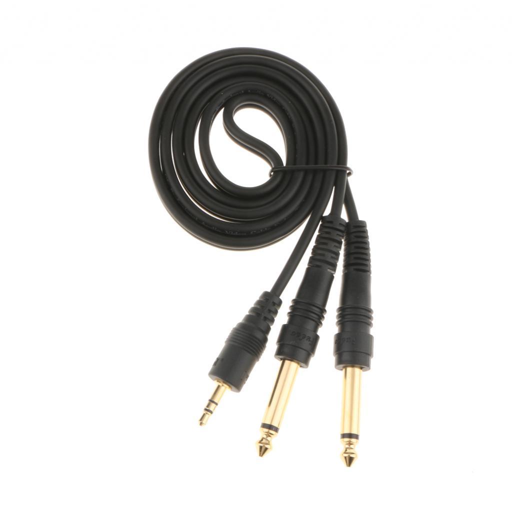 2Pcs 3.5mm to Double 6.5mm Adapter Male to Male Audio Cable Cord Wire 1m