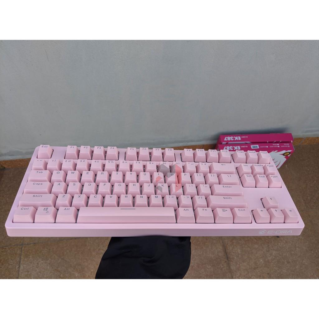 Bàn phím cơ EDRA EK387 Pink Huano switch version 2021 - Phiên bản màu hồng cực kute - Hàng chính hãng