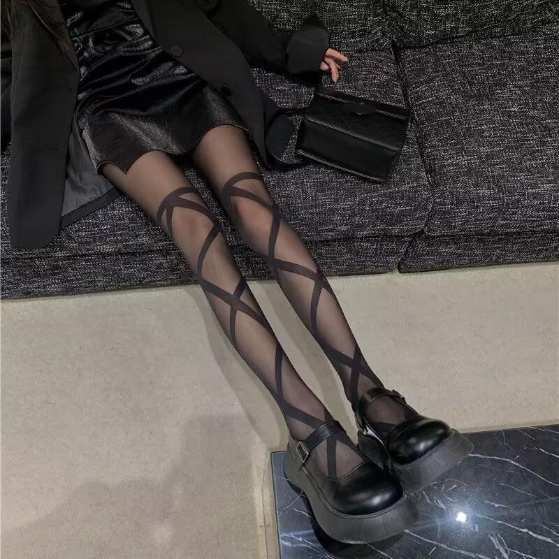 Quần tất/ vớ quần in dây duy băng HỌA TIẾT ĐÙI CARO, Phong Cách Lolita Xinh Xắn, sangchảnh, cá tính, sànhđiệu, phong cách cho nữ Women