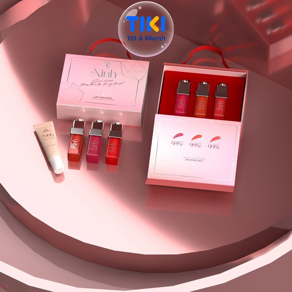 Son Xinh Đông Anh Chính Hãng Son Kem Lì Không Trôi Set 3 Màu Đỏ Tươi - Cam Đất - Đỏ Cam Collagen x3