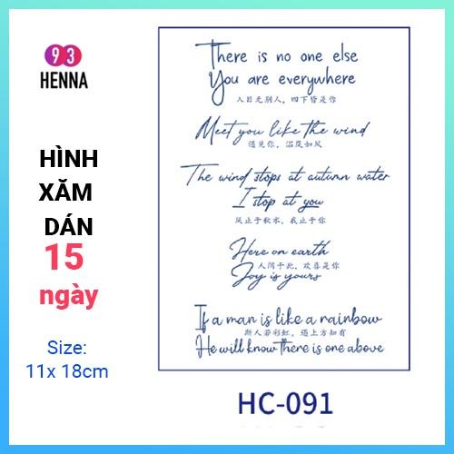 Hình Xăm Dán Tạm Thời Thảo Dược 15 Ngày mã HC091