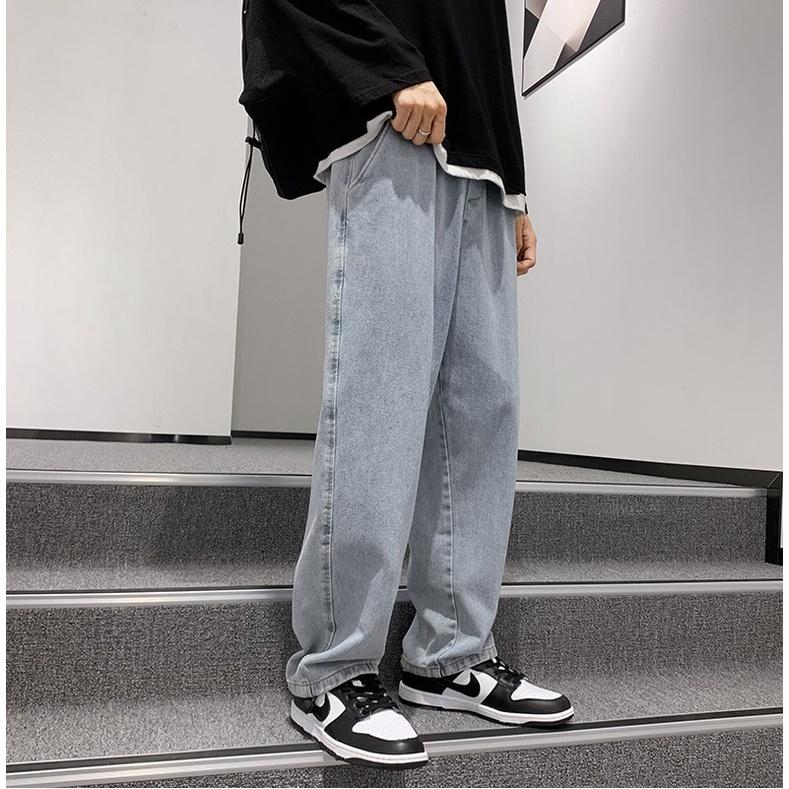 Quần bò nam ống rộng, quần jean baggy nam nữ dáng suông vải jeans cao cấp SR01 không phai màu