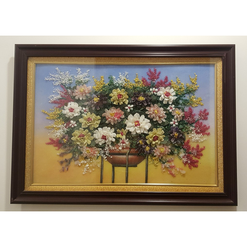 Bức tranh đá quý -  Bát hoa hồng đa sắc