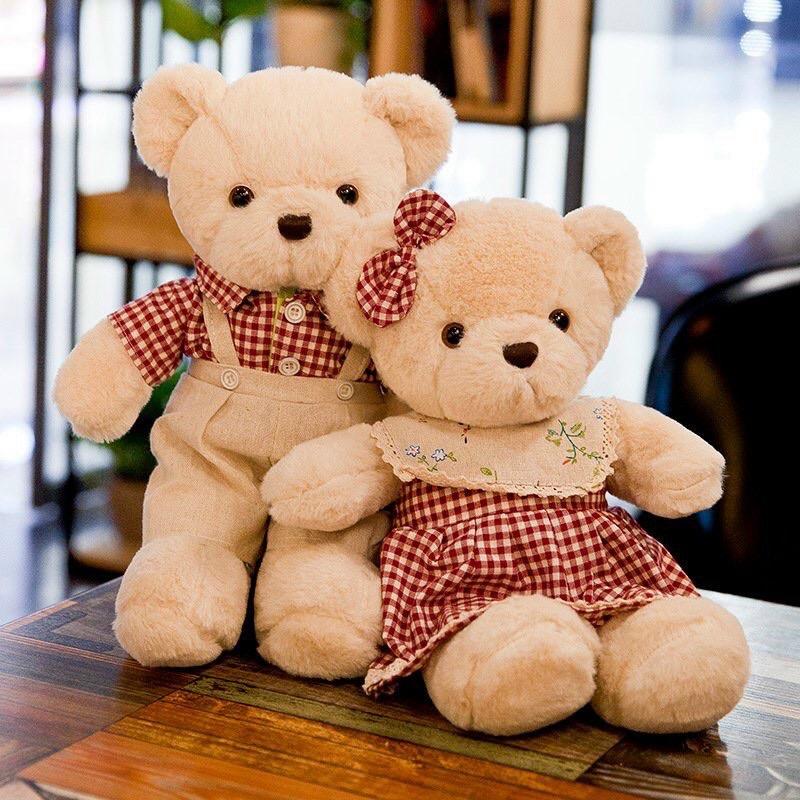 Gấu bông Teddy cặp caro cao cấp 40cm