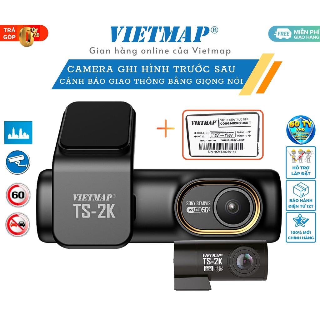 Camera hành trình Vietmap TS-2K kèm sạc ACC - Cảnh báo giao thông bằng giọng nói ghi hình trước sau  - Hàng chính hãng