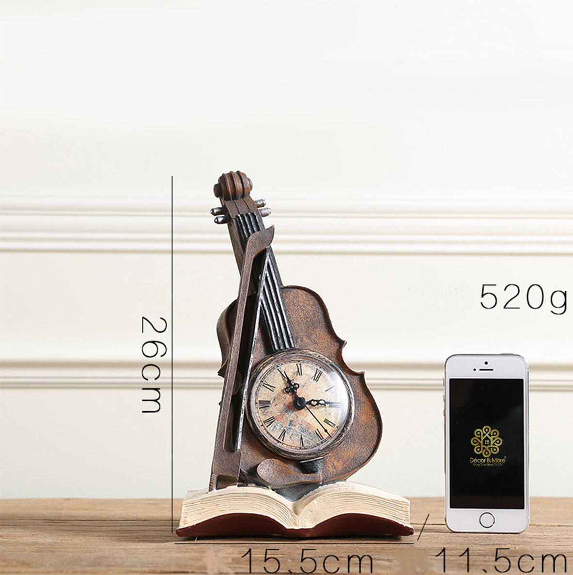 Đồng Hồ Violin - Gift Vintage - Décor Để Bàn