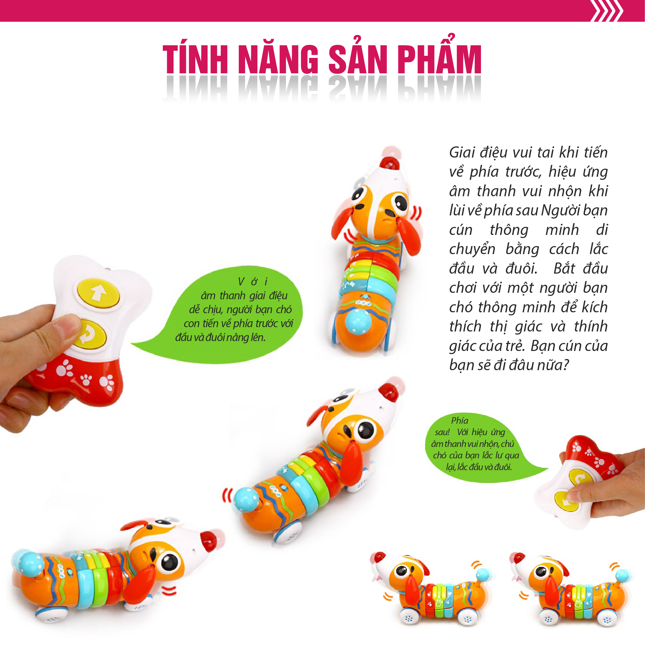 Đồ chơi hình chó con nhiều màu sắc có điều khiển từ xa Winfun 1142