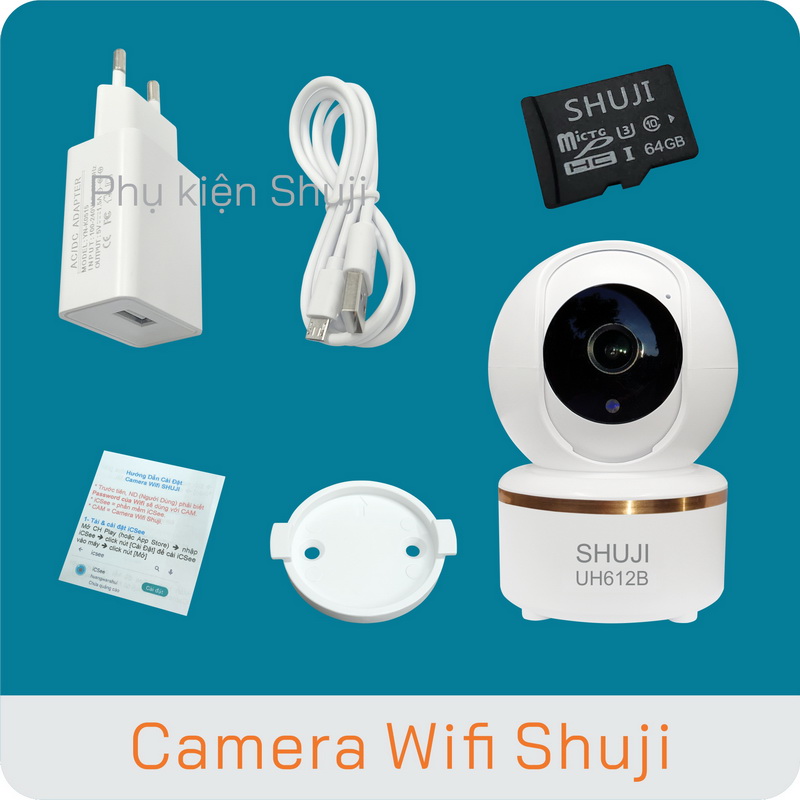 Camera Wifi không dây SHUJI UH612B - Xoay 360 độ - Báo động khi có trộm - Đàm thoại 2 chiều - Hàng chính hãng, Nhập khẩu chính thức bởi Cty TNHH Shuji (Việt Nam)