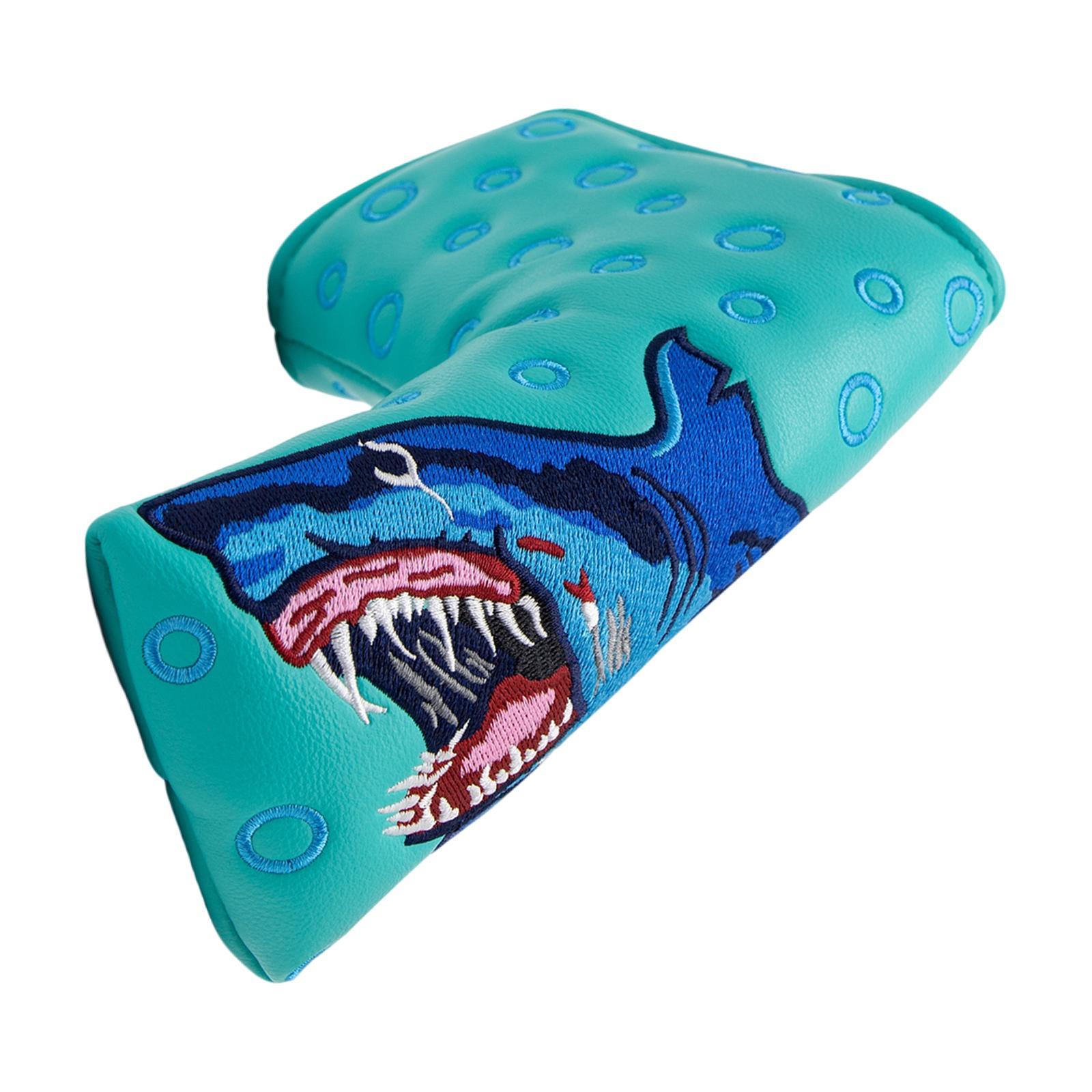 Durable PU Leather Golf Club Headcover Shark Pattern Blade Putter Protector Head Cover Accessories