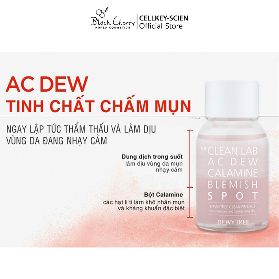 Serum Tinh Chất Chấm Mụn Lành Tính Nhanh Xẹp Mụn Chống Thâm Và Sẹo Rỗ DewyTree The Clean Lab AC DEW Calamine Blemish Spot 20ml