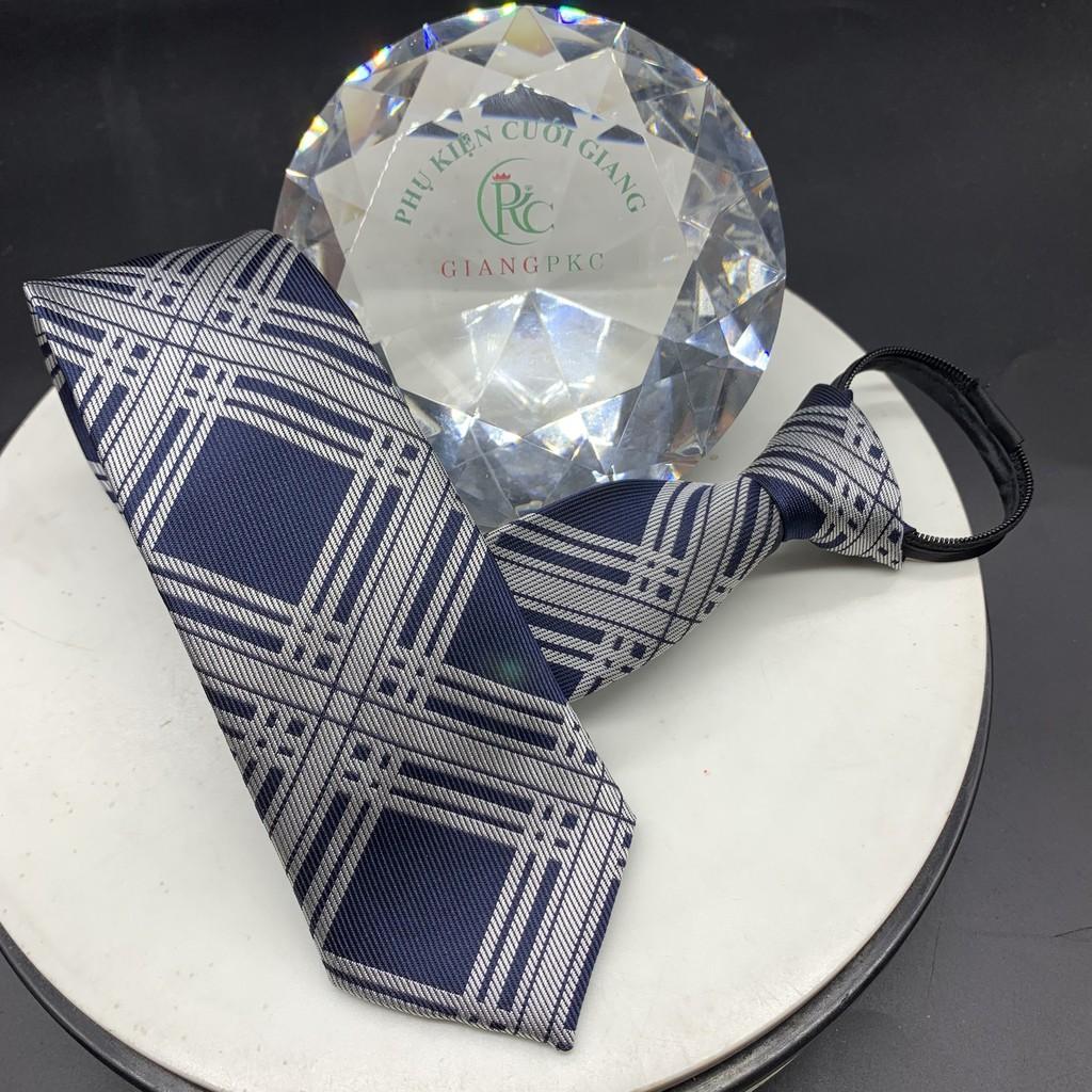 Cà Vạt Nam GiangpkcThắt Sẵn, Dây Kéo, Bản nhỏ 6cm công sở Vải Silk Lụa 100%, 3 Lớp mẫu mới tháng 7-2021