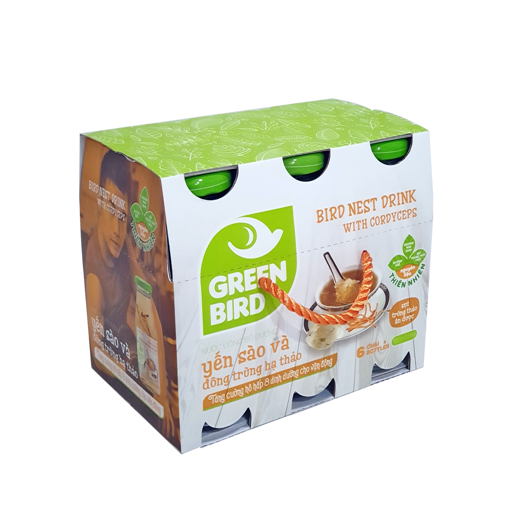 Lốc Green Bird - Nước Uống Bổ Dưỡng Yến Sào Và Đông Trùng Hạ Thảo - (6chai*185ml)