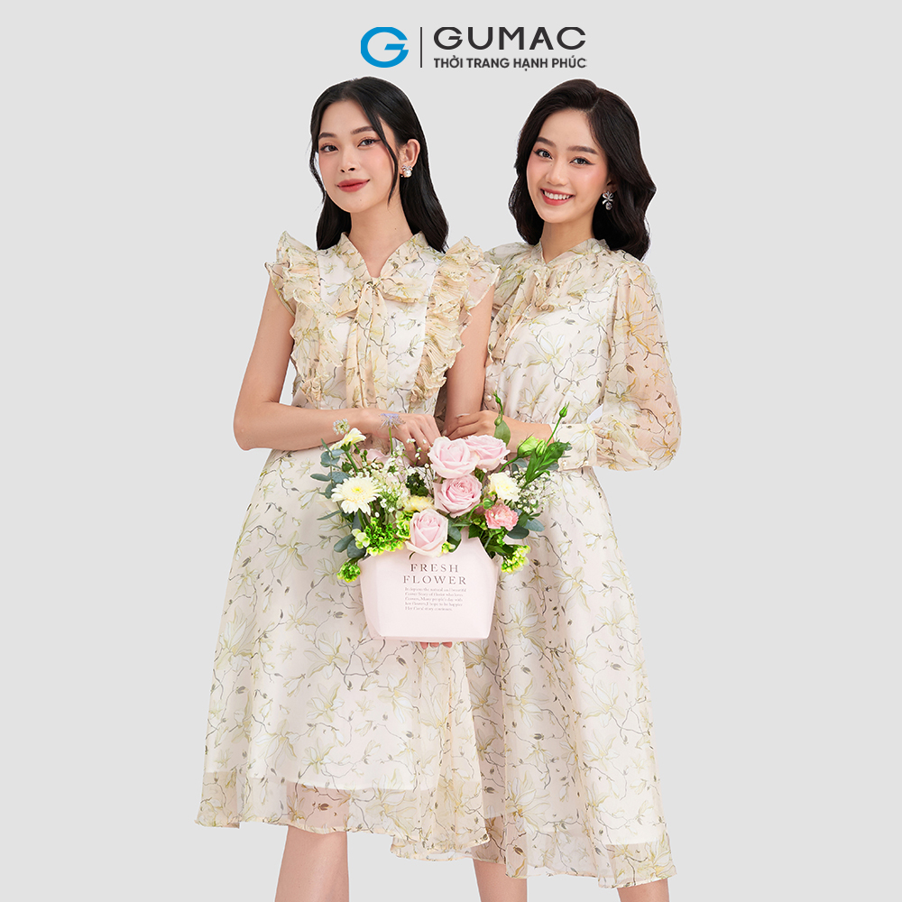 Đầm bâu kiểu bèo nhún GUMAC DD03005