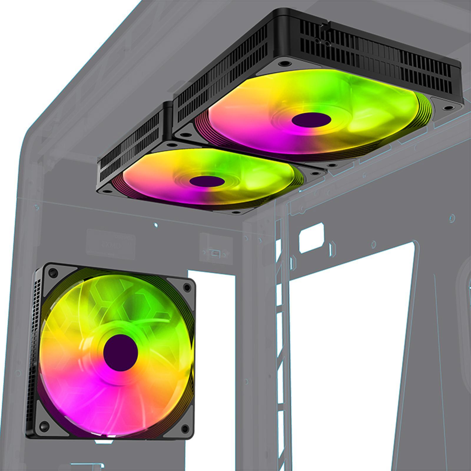 3x Universal 120mm Case Cooling Fan 1200RPM RGB LED Square  3.6W