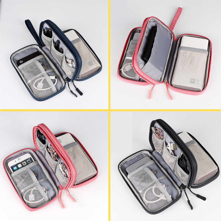 Túi Đựng Phụ Kiện Công Nghệ, Pin Sạc Dự Phòng, Điện Thoại, Cáp Sạc USB, Tai Nghe - Có Quai Cầm, Chống Nước, Nhiều Màu