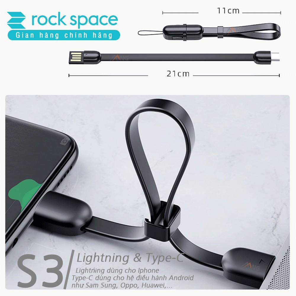 Dây cáp sạc type C Rockspace S3 dành cho điện thoại kiêm móc khóa, dài 21cm - Hàng chính hãng bảo hành 12 tháng