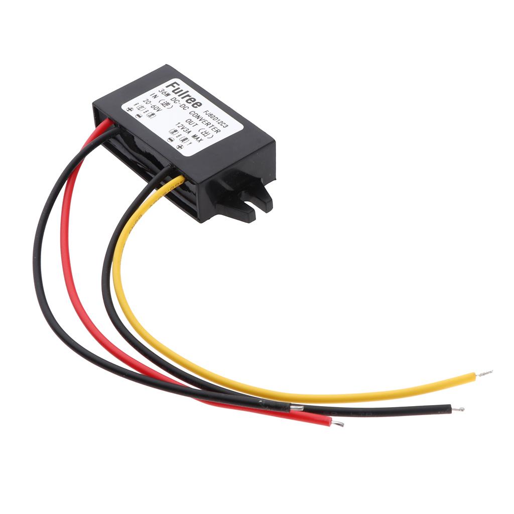 Auto Vehicle Voltage Reducer DC-DC Buck Converter 20-60V to 12V Step-down Voltage Regulator 3A/36W Power Supply Module for Car Waterproof