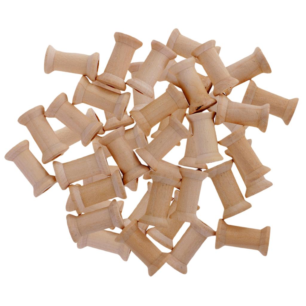 50 Gói Gỗ Cuộn-Chưa Hoàn Thành Bằng Gỗ Cuộn-Đường Chỉ May Lớp Viền Dây Dây Đường Chỉ May Chỉ Tổ Chức 27X16 Mm