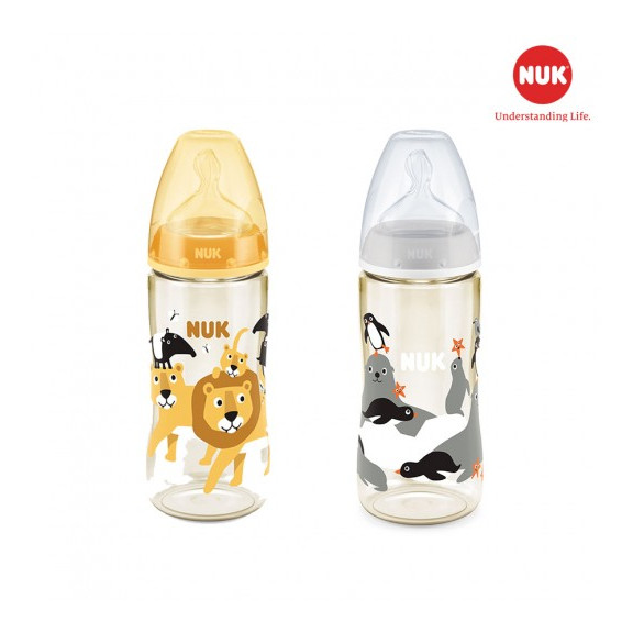 BÌNH SỮA NUK PREMIUM CHOICE+ NHỰA PPSU 300ML NÚM TI S2-M CÓ TAY CẦM (ANIMALS) ( Màu ngẫu nhiên )