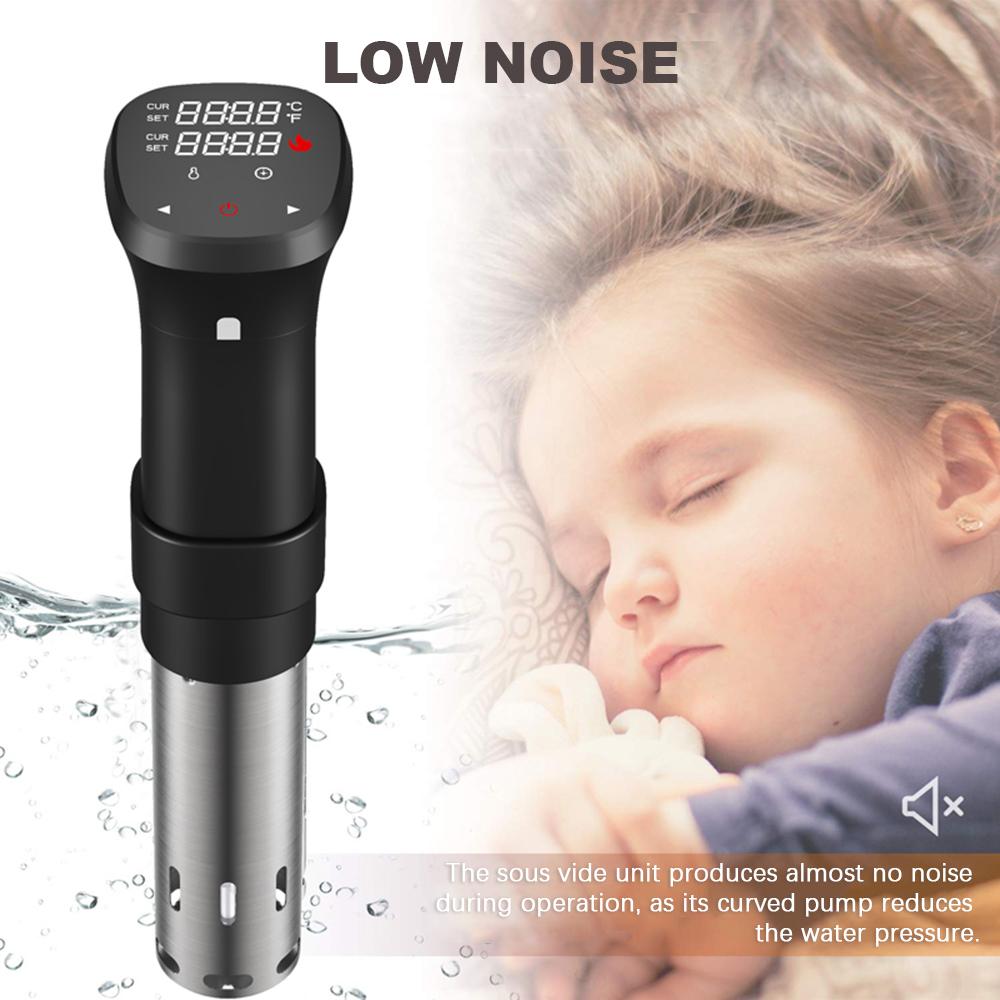 1100W Sous Vide Cooker Waterproof Quiet Cooking Machine with Accurate Temperature Time Control Display Screen Cookbook