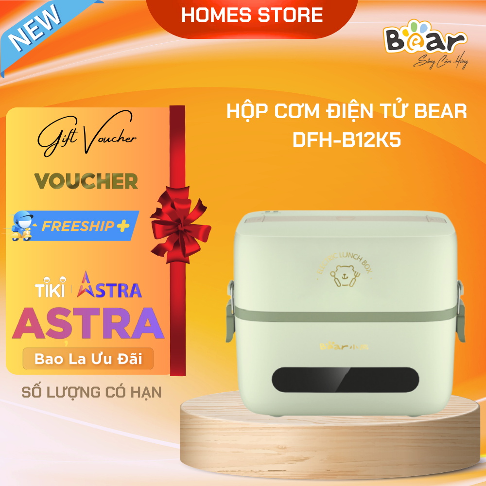 Hộp Cơm Điện Nấu Và Giữ Nhiệt BEAR DFH-B12K5 Dung Tích 1.6 Lít Công Suất 270 W - Hàng Chính Hãng