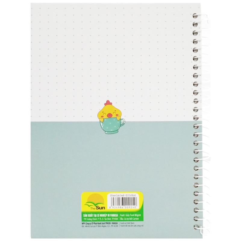 Sổ Lò Xo Teen Không Kẻ Có Chấm 80gsm - Cute Small - The Sun 02 - Màu Xanh Lơ