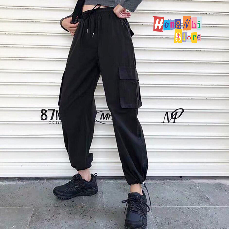 Quần Jogger Box Unisex 2 Túi Lưng Thun Bo Lai Dáng Rộng Màu Đen - MM